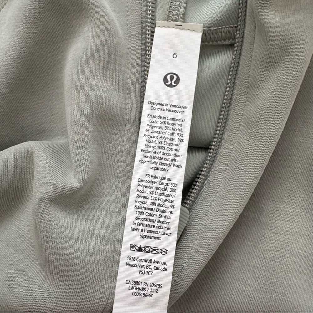 Lululemon Softstreme Full-Zip Hoodie Fog Green size 6 - Picture 3 of 5